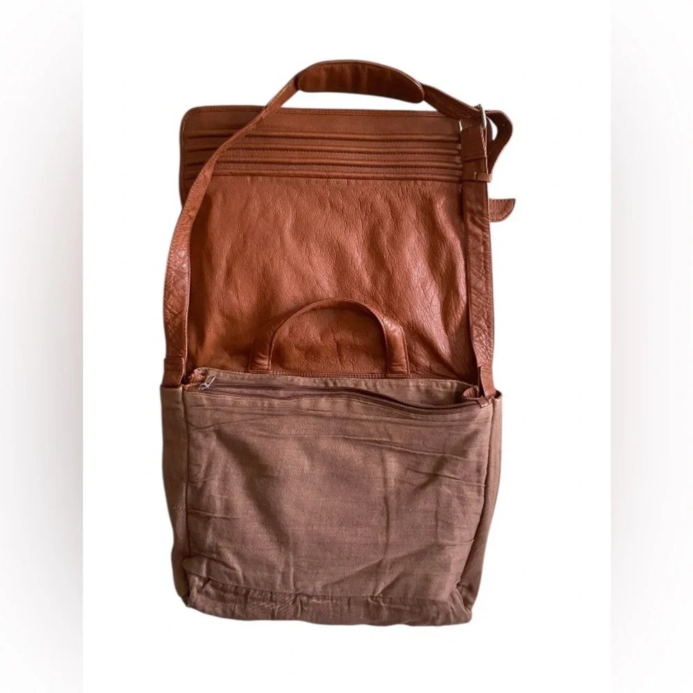 Vintage Genuine Leather Satchel Crossbody Messenger Briefcase Men Bag - Brown